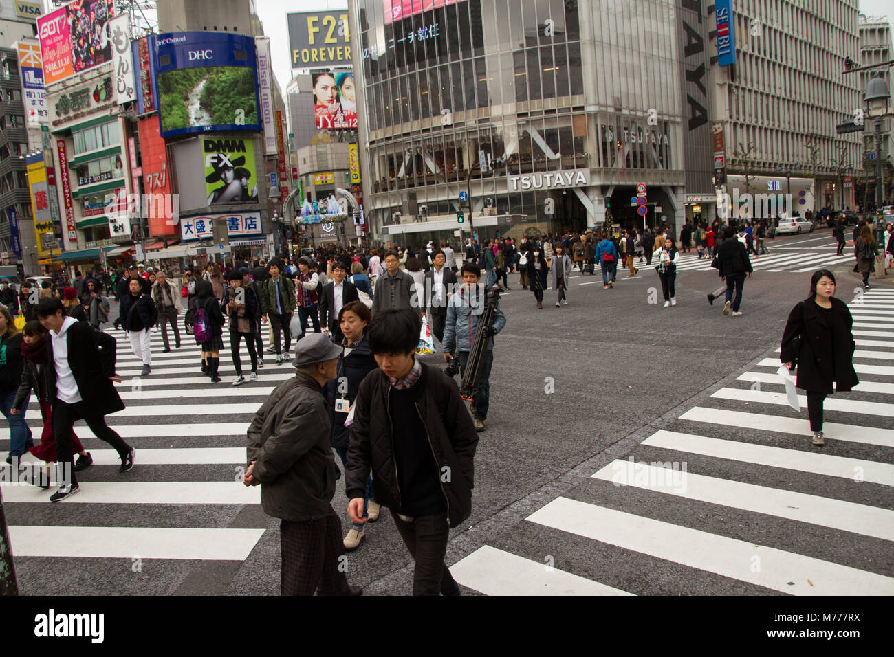Shibuya crossing, the worlds busiest intersection, Tokyo, Japan, Asia Stock Photo