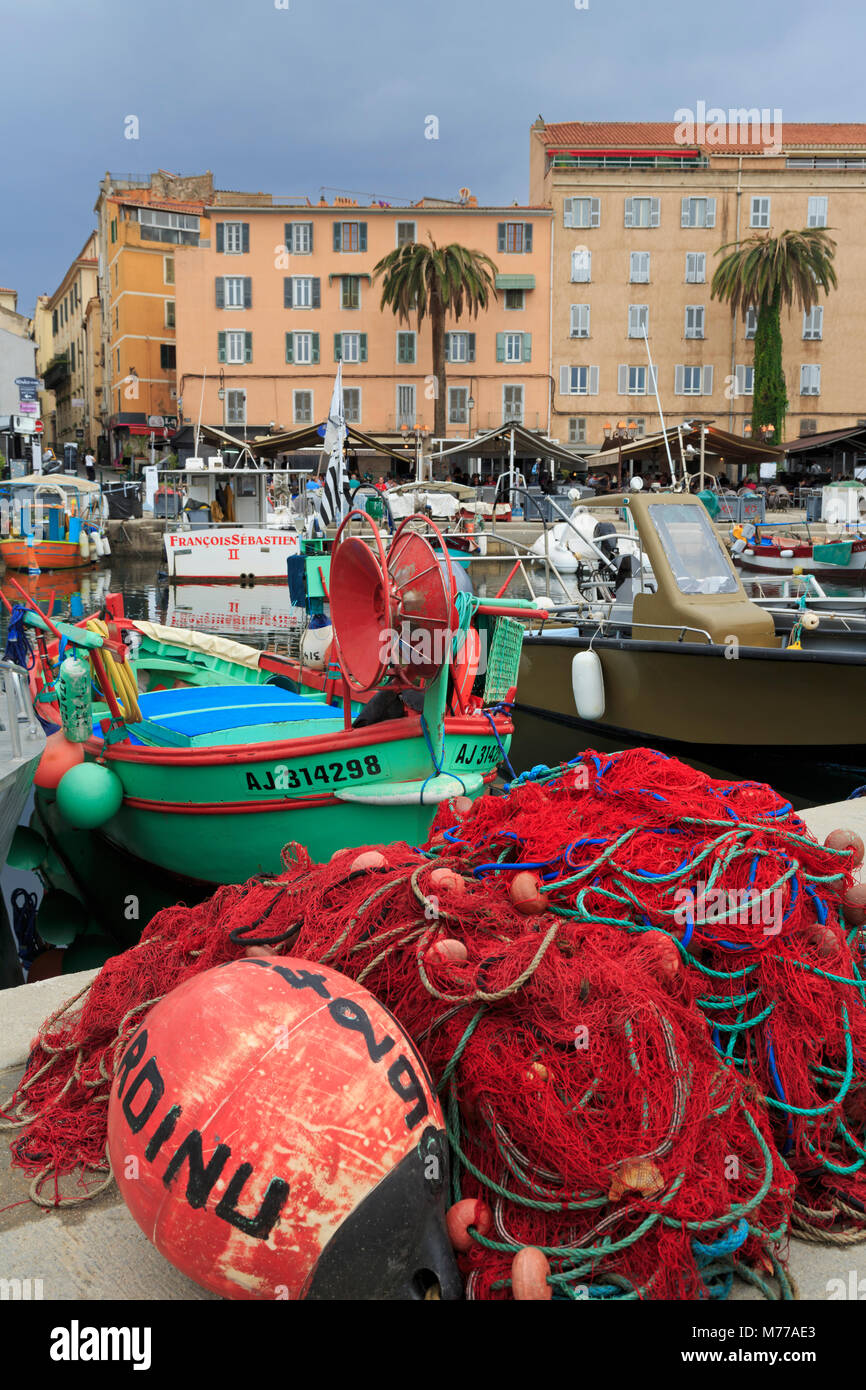 Fishing boats, Ajaccio City, Corsica Island, France, Mediterranean, Europe Stock Photo