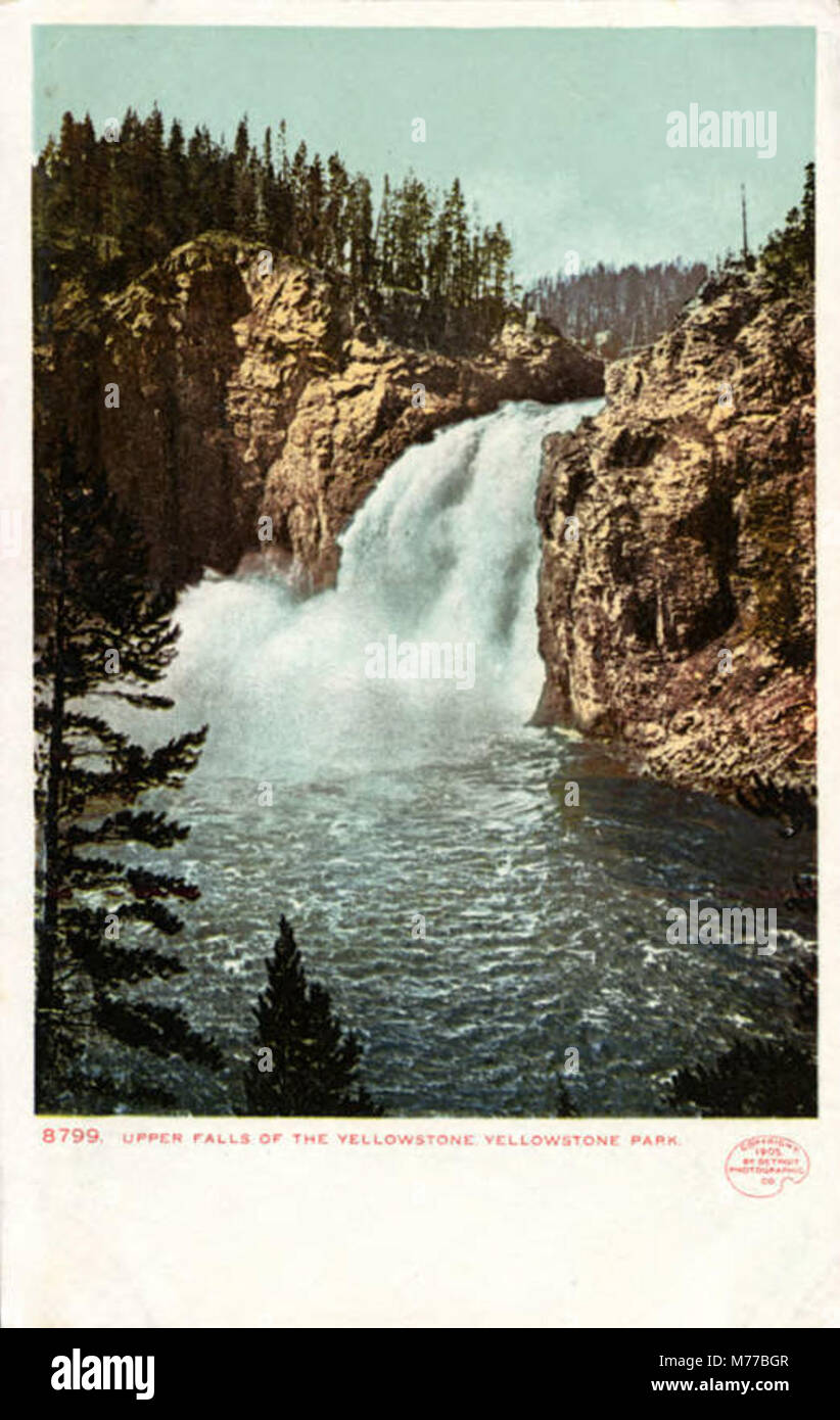 A photograph capturing the Upper Falls of the Yellowstone River ...