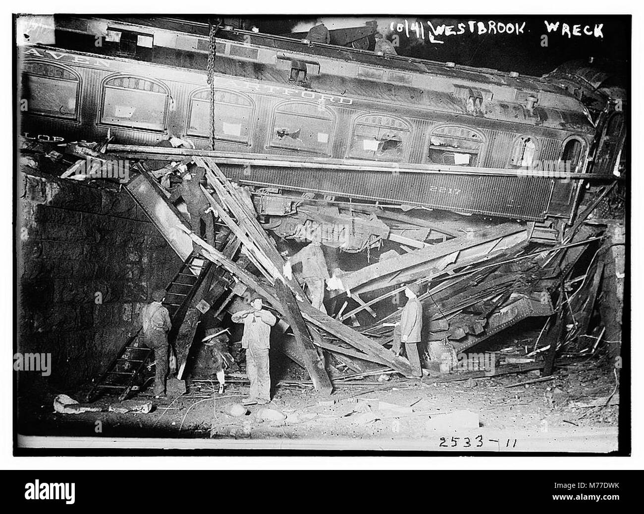 The Westbrook Train Wreck refers to a significant railway disaster in Westbrook, causing severe damage and loss. The event is an important part of American railroading history, highlighting safety concerns and advancements in railway safety measures. Stock Photo