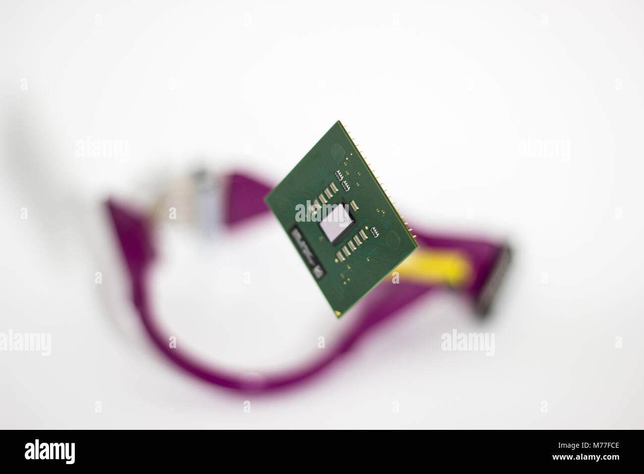 cpu closeup for pc and laptop white background Stock Photo - Alamy