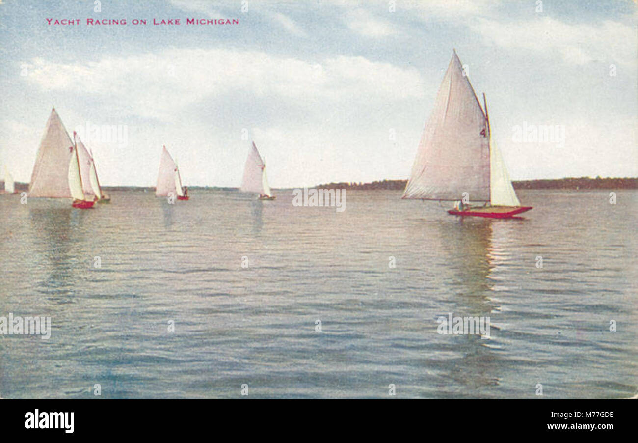Yacht racing on Lake Michigan is captured in this image, showcasing the ...