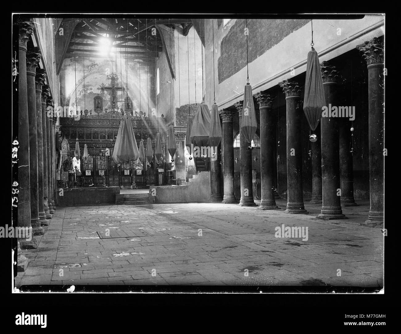 Bethlehem. Church of Nativity. Colonnade in Church of the Nativity with