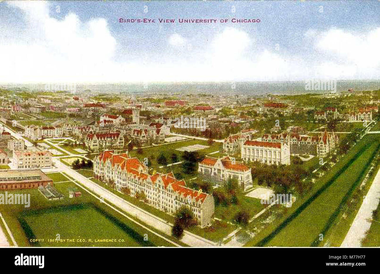 A bird's eye view of the University of Chicago, showcasing its iconic ...