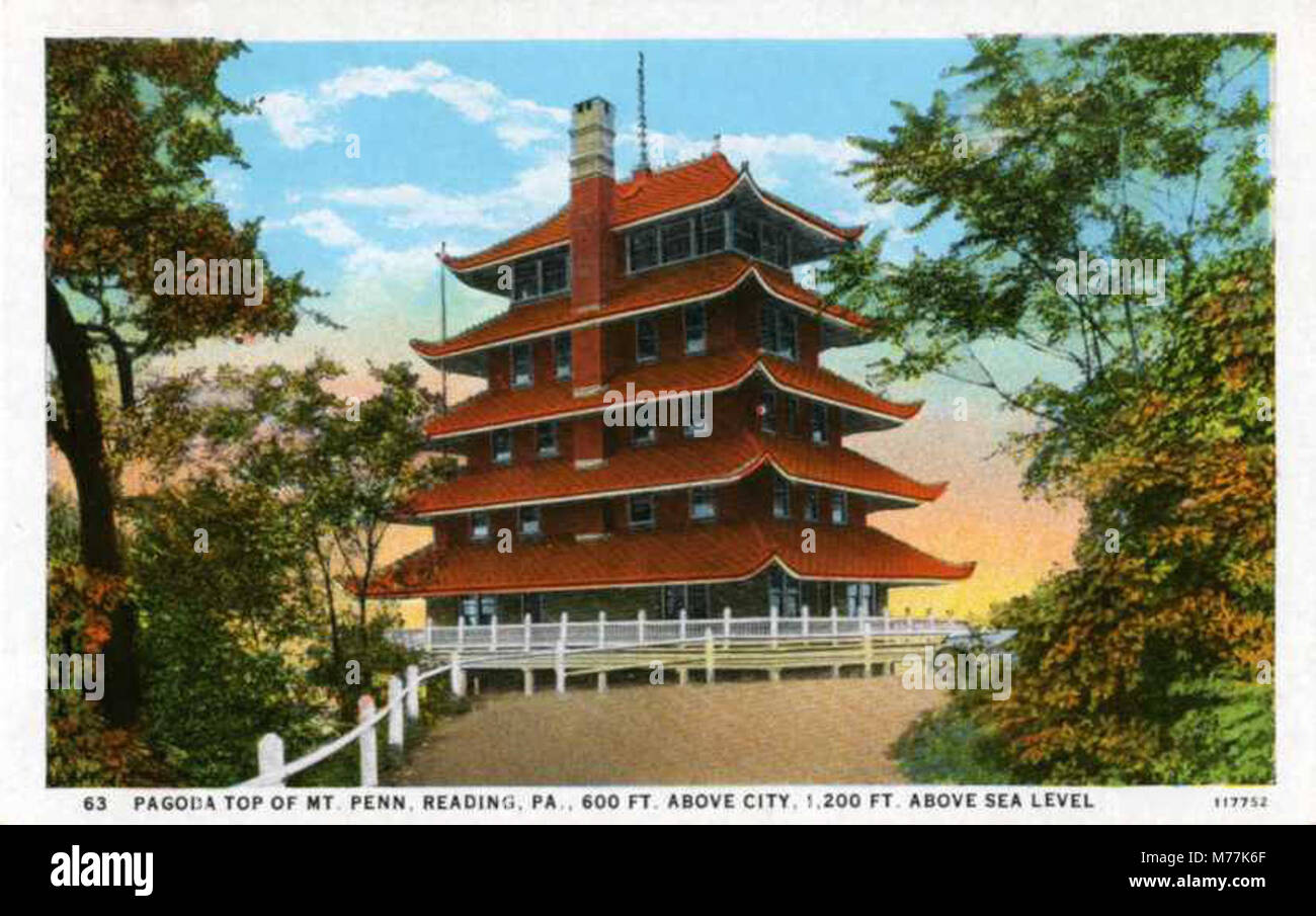 63, Pagoda Top of Mt. Penn, 600 Feet above city 1200 ft above sea level
