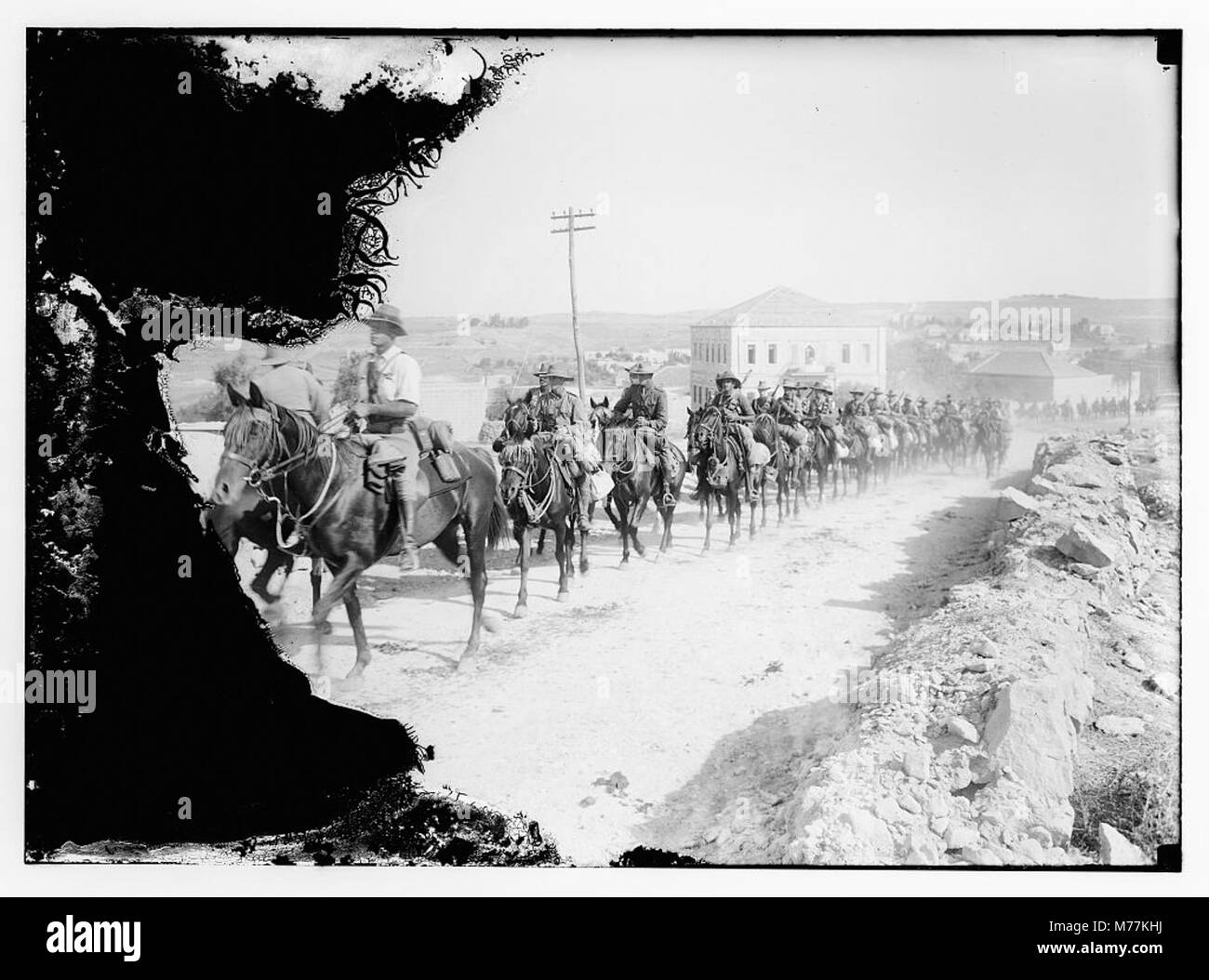 6th Australian lighthorse regiment, marching in Sheikh Jarrah, on the