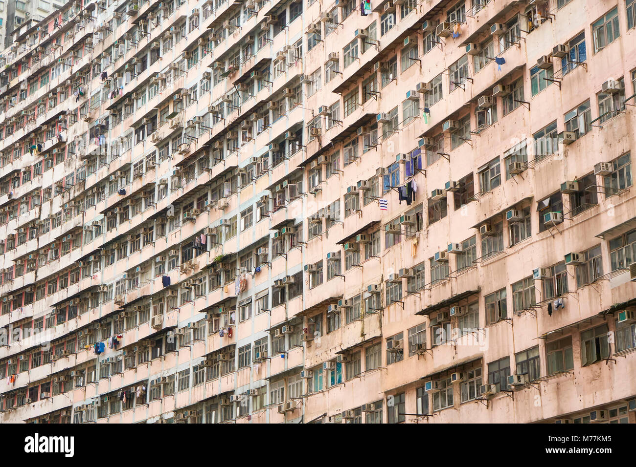 Densely crowded apartment buildings, Hong Kong Island, Hong Kong, China