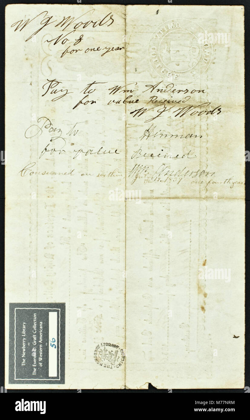 A certificate for one year’s tuition, documenting educational fees for ...