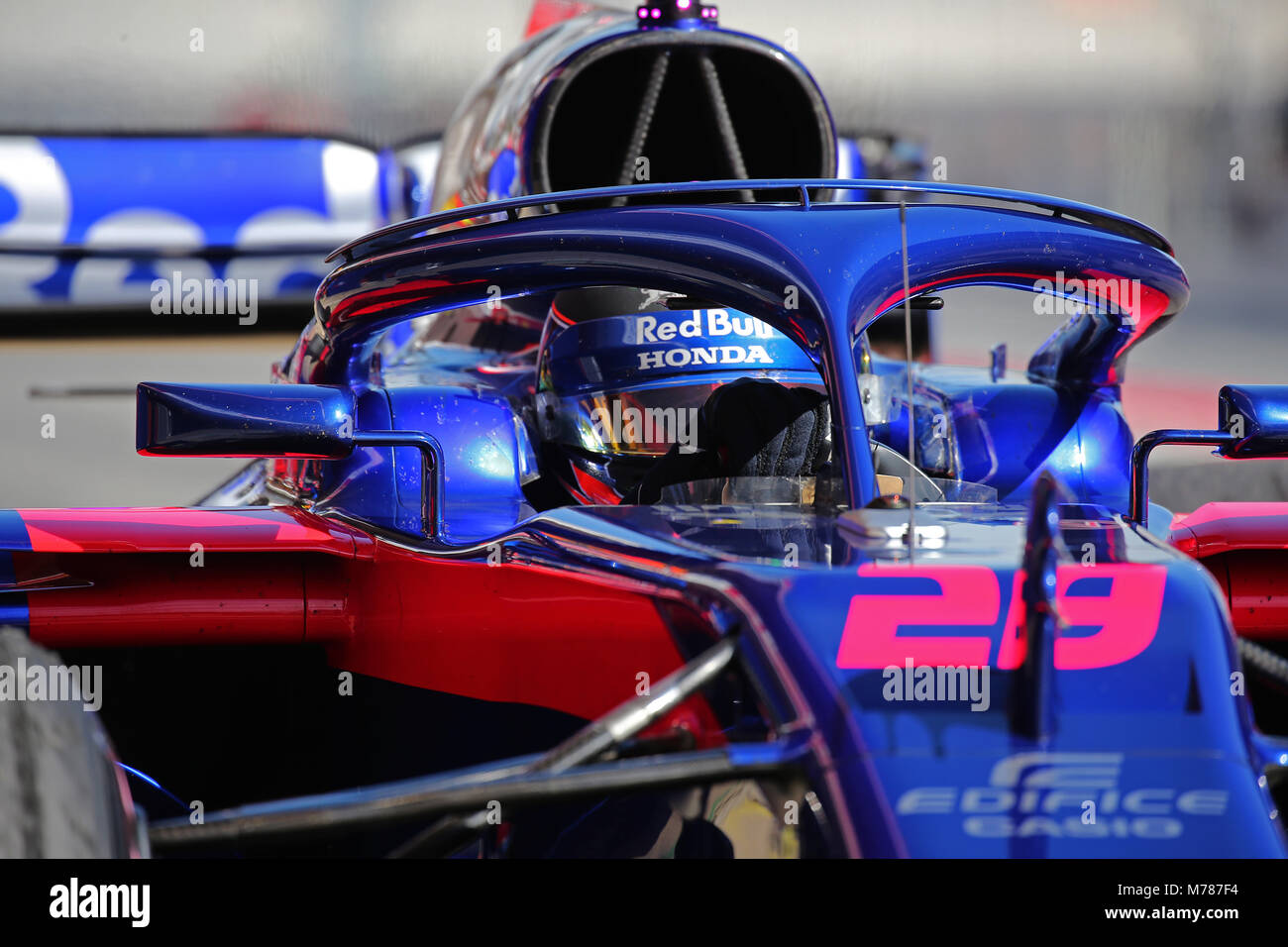 Barcelona, Spain. 09th Mar, 2018. Toro Rosso of Brendon Hartley during the tests at the Barcelona-Catalunya Circuit, on 09th March 2018, in Barcelona, Spain. Credit: Gtres Información más Comuniación on line, S.L./Alamy Live News Stock Photo