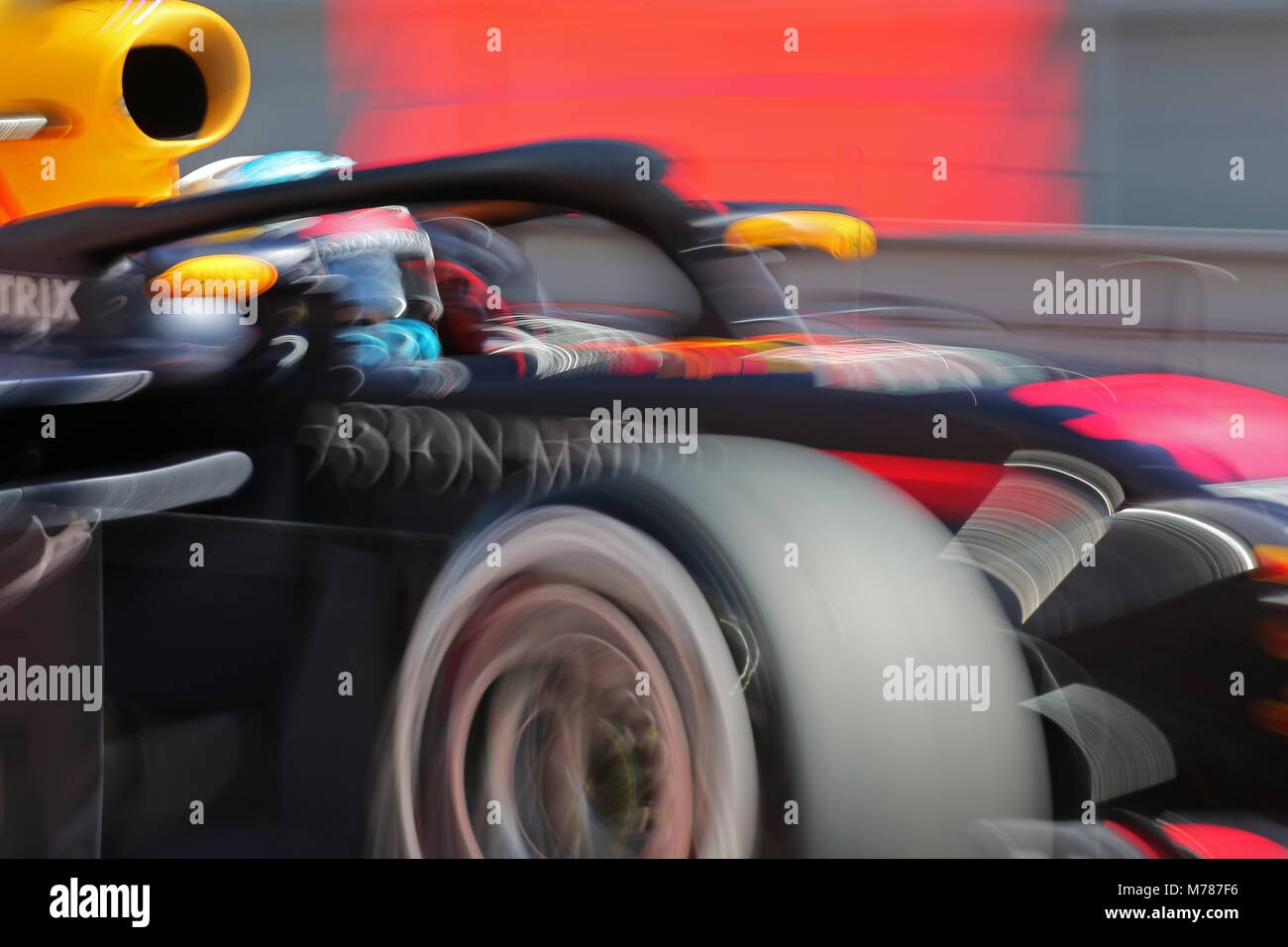 Barcelona, Spain. 09th Mar, 2018. Red Bull of Daniel Ricciardo during the tests at the Barcelona-Catalunya Circuit, on 09th March 2018, in Barcelona, Spain. Credit: Gtres Información más Comuniación on line, S.L./Alamy Live News Stock Photo