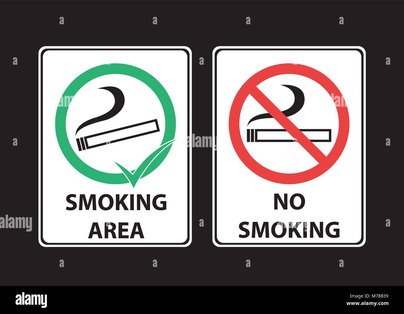 Design vector of smoking and no smoking area sign prohibition Stock Vector