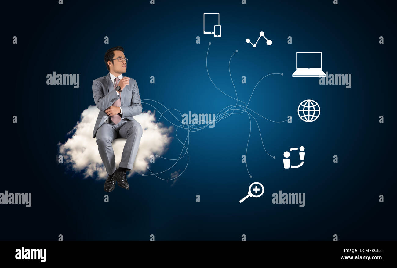 Businessman with a cloud computing Stock Photo - Alamy