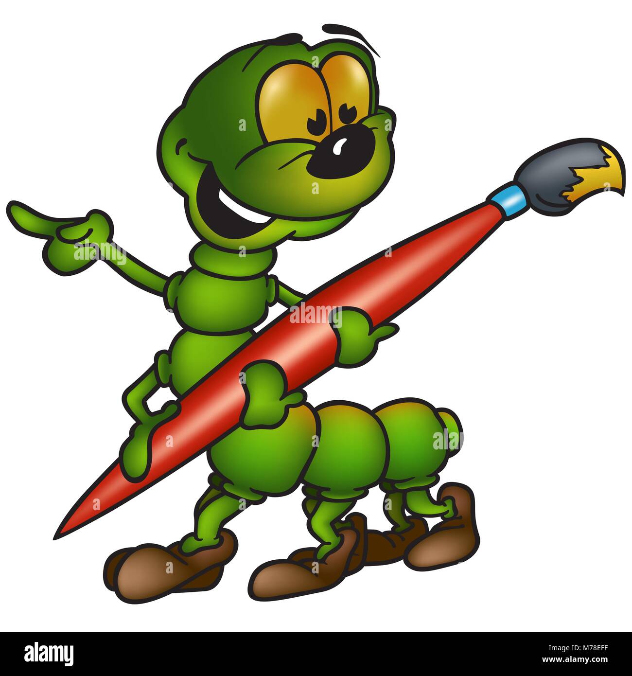 Cute Green Caterpillar Painter Stock Vector Image & Art - Alamy