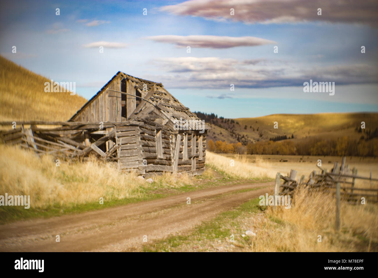 An Abandoned Log Cabin By The Road Along Smart Creek In The John