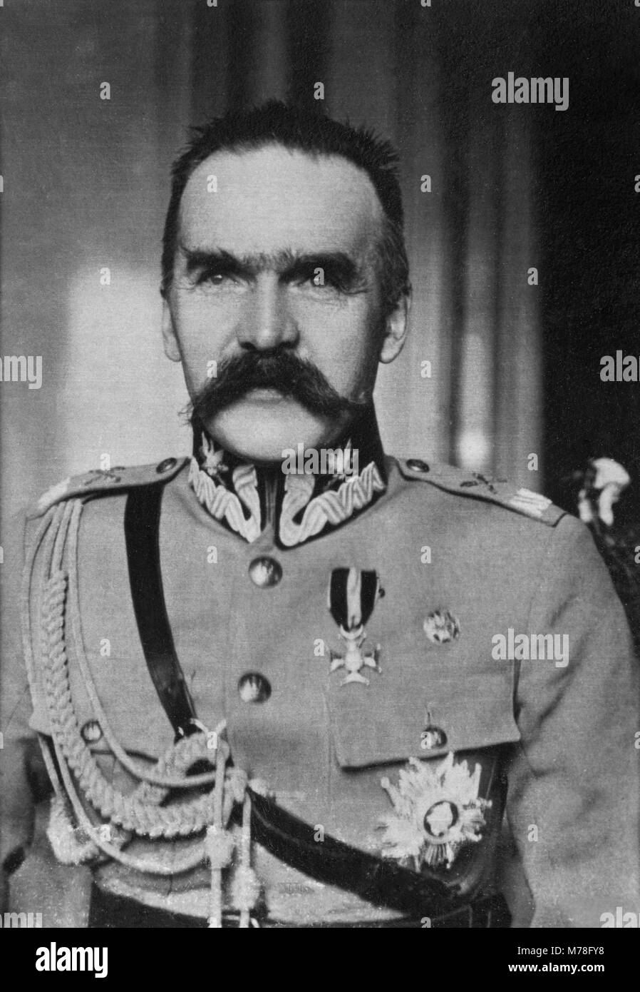 Portrait of the Polish Marshal Joseph Pilsudski ( 1865 - 1935 )  -  anonymous photography Stock Photo
