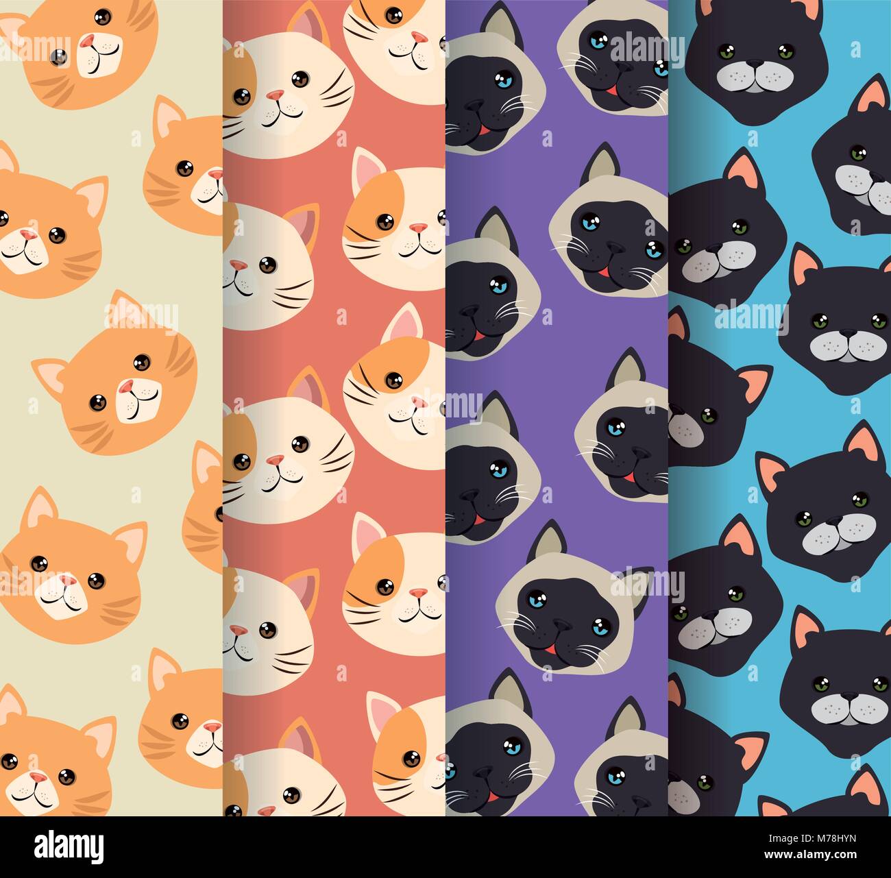 cats heads pets patterns vector illustration design Stock Vector Image ...