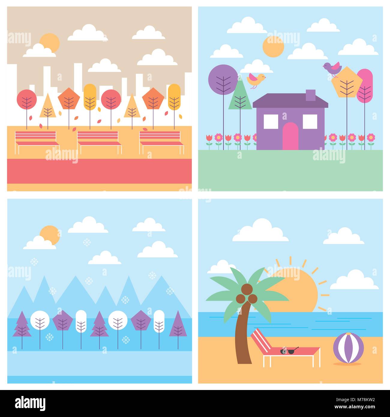 set of differents season weather landscape Stock Vector Image & Art - Alamy