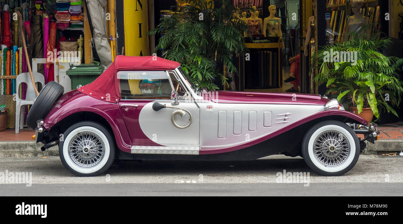 A burgundy red Panther Kallista parked on Arab Street, Rochor, Singapore. Stock Photo