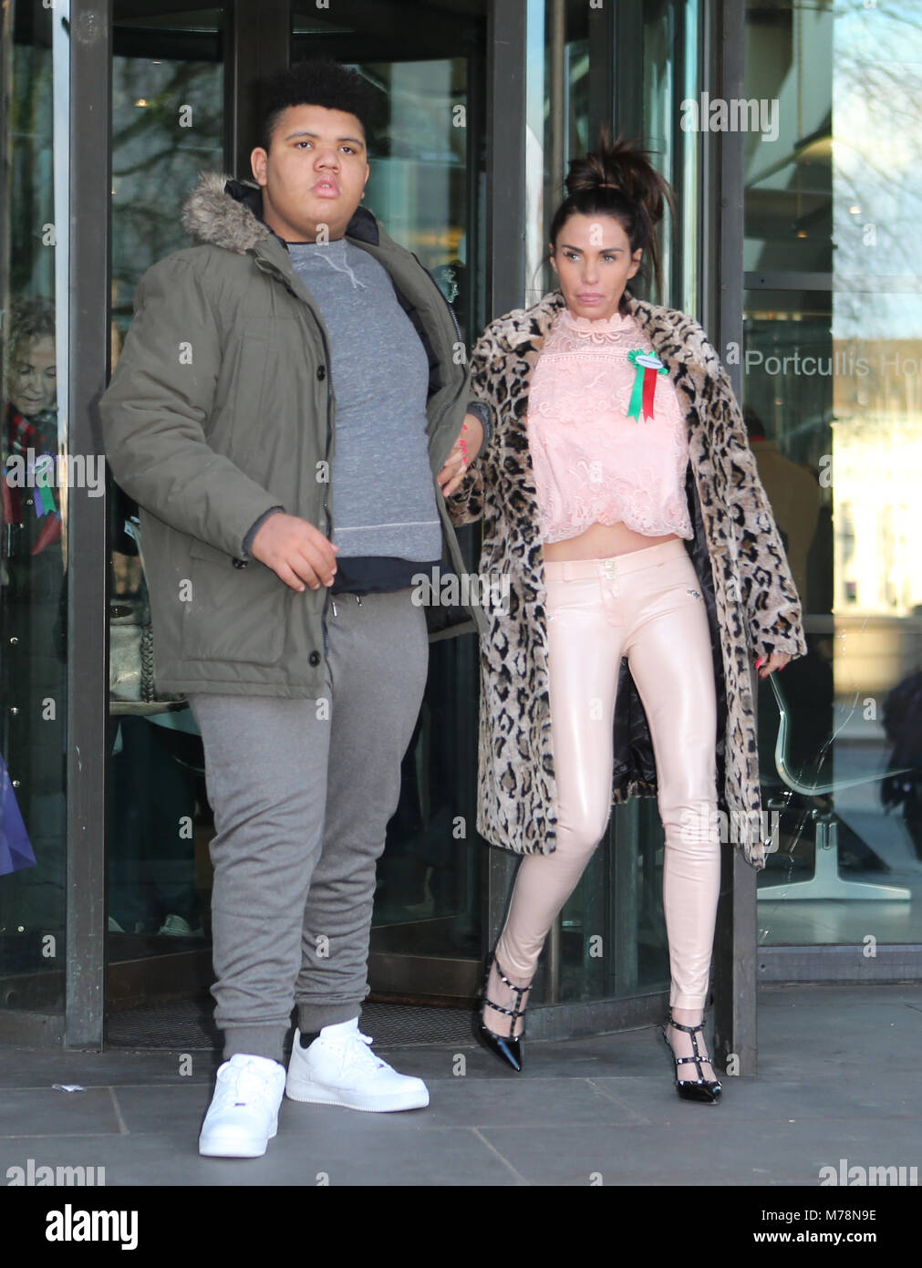 Katie Price leaves Portcullis House, with her mother Amy and son Harvey,  after addressing a parliamentary sub-committee on on-line hate Featuring: Katie  Price, Jordan, Harvey Price Where: London, United Kingdom When: 06