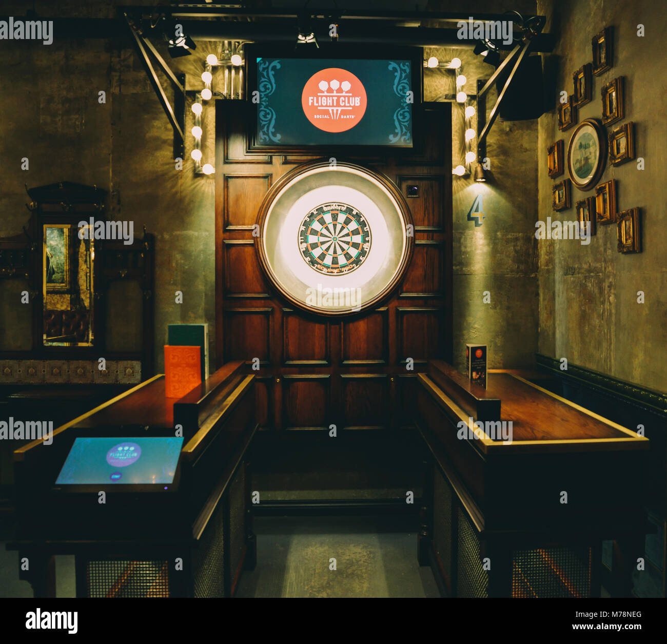 London, UK Mar 6, 2018 Flight Cub vintage and digital darts club