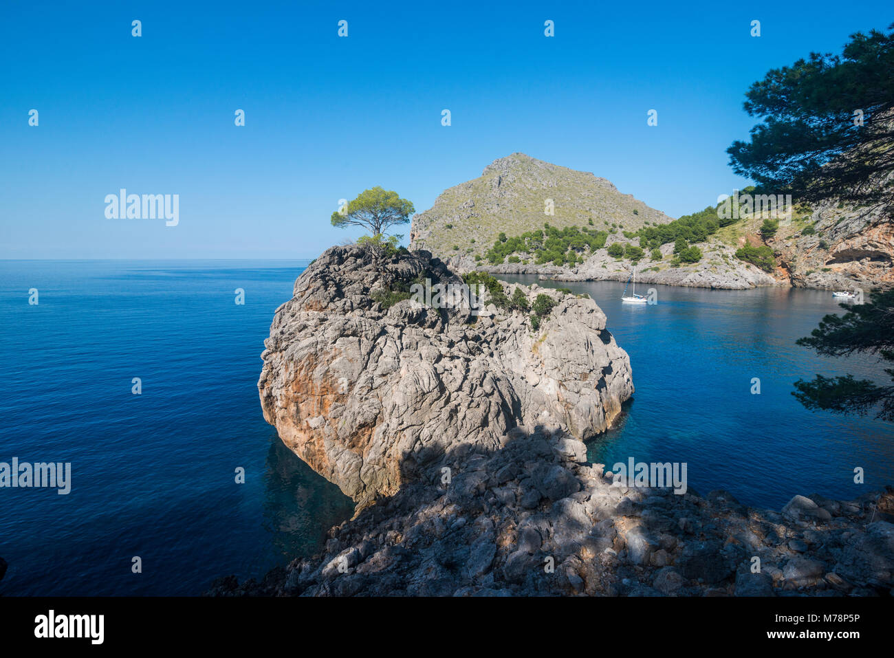Crystal clear water in Sa Calobra, Tramuntana mountains, UNESCO World Heritage Site, Mallorca, Balearic Islands, Spain, Mediterranean, Europe Stock Photo