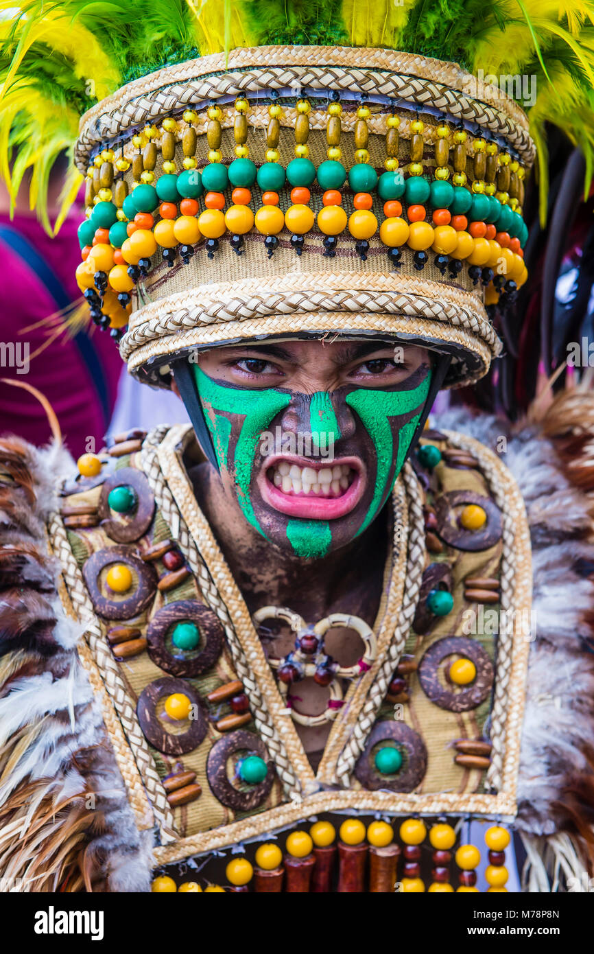 Participant in the Dinagyang Festival in Iloilo Philippines Stock Photo