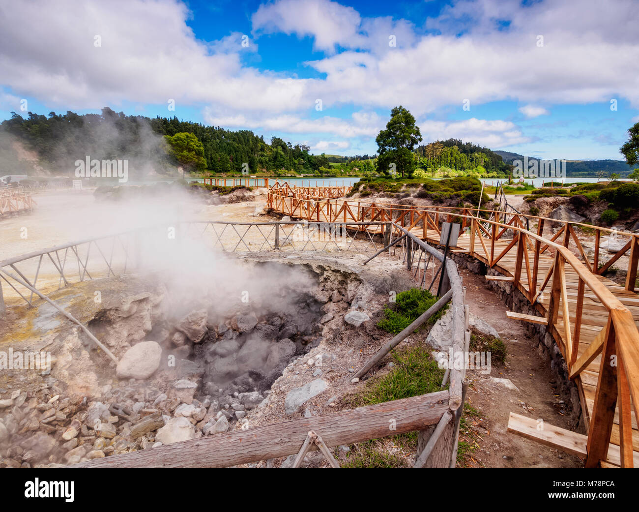 Azores Hot Spring Cliffs Fumarolas da Lagoa das Furnas, hot springs, Sao Miguel Island, Azores ...