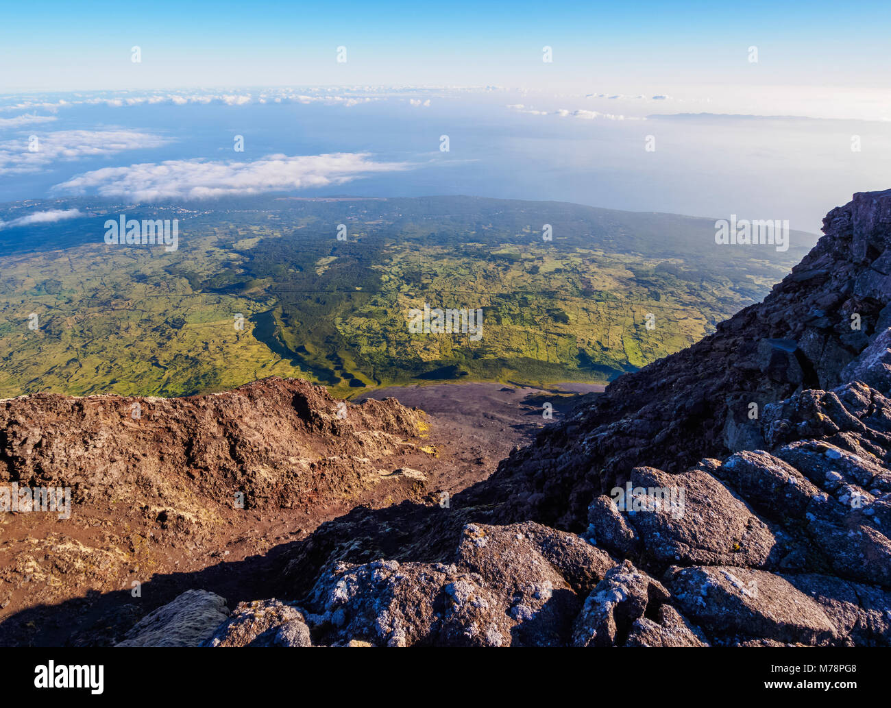 Edge of Pico Alto on the summit of Pico, Pico Island, Azores, Portugal, Atlantic, Europe Stock Photo
