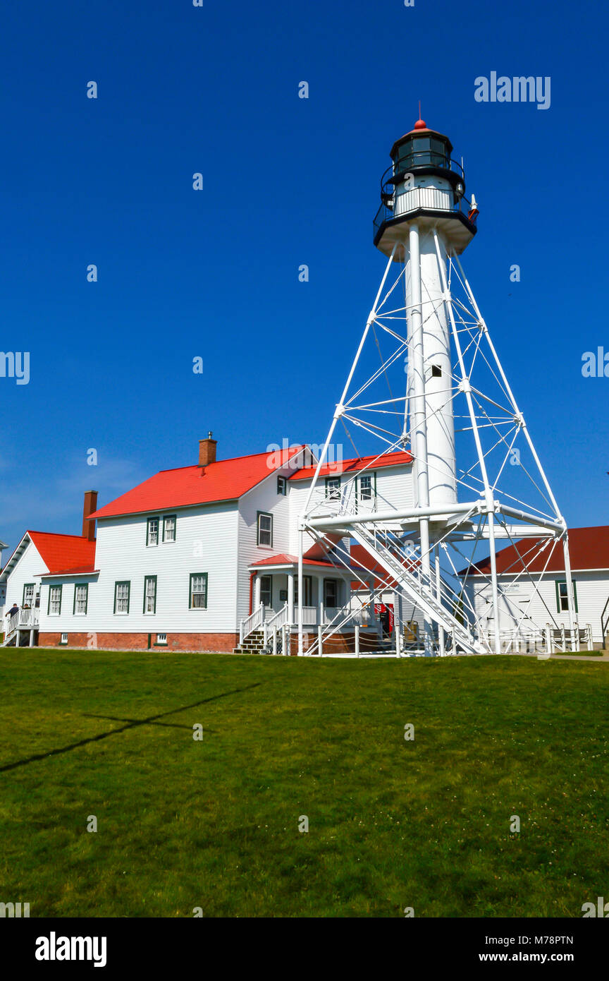 Lighthouse, Whitefish Point Stock Photo