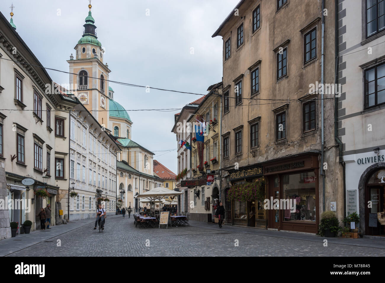 Facade of Cooperative Bank, Ljubljana, Slovenia Stock Photo