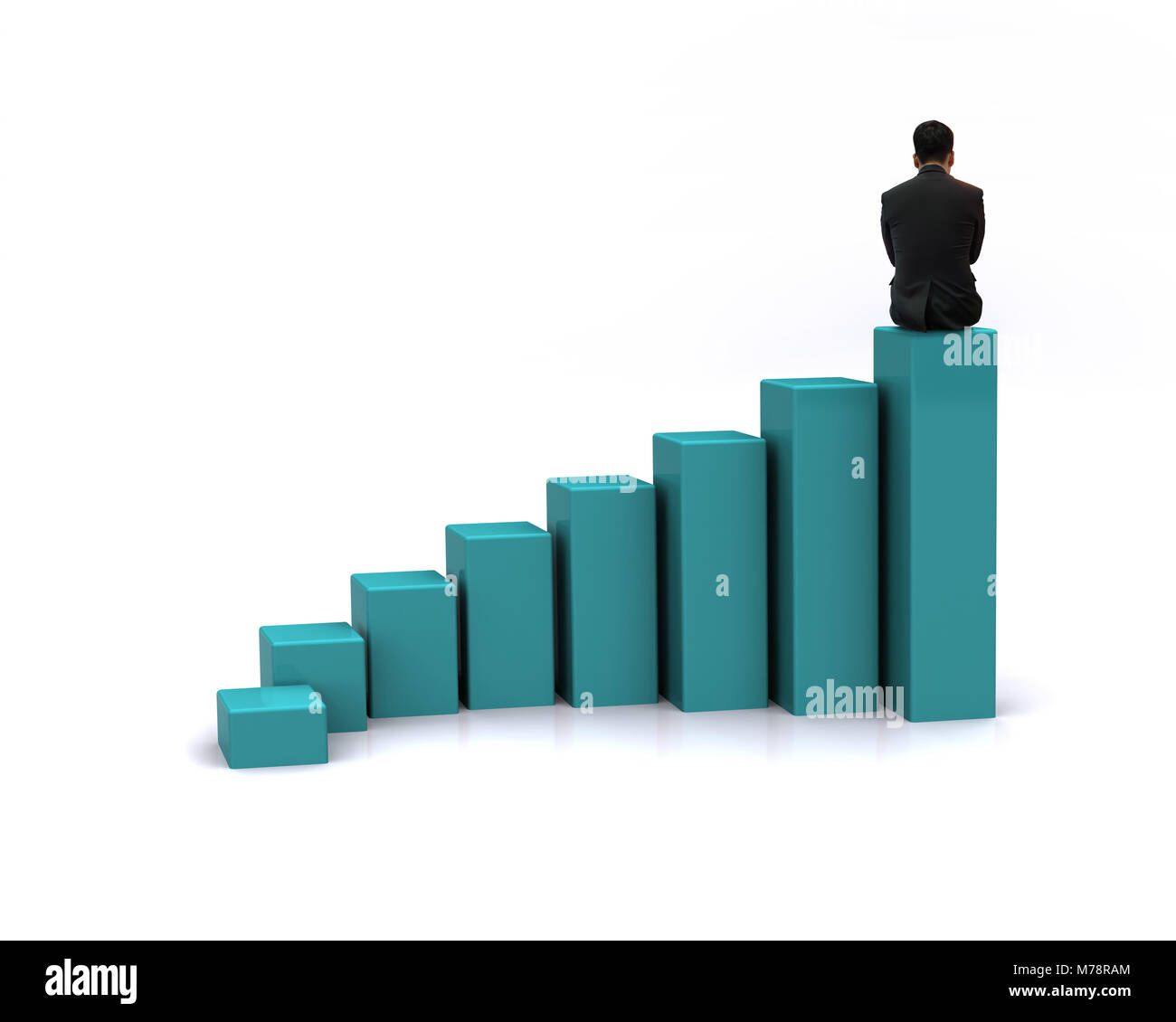 Businessman with growth chart of profits. Stock Photo