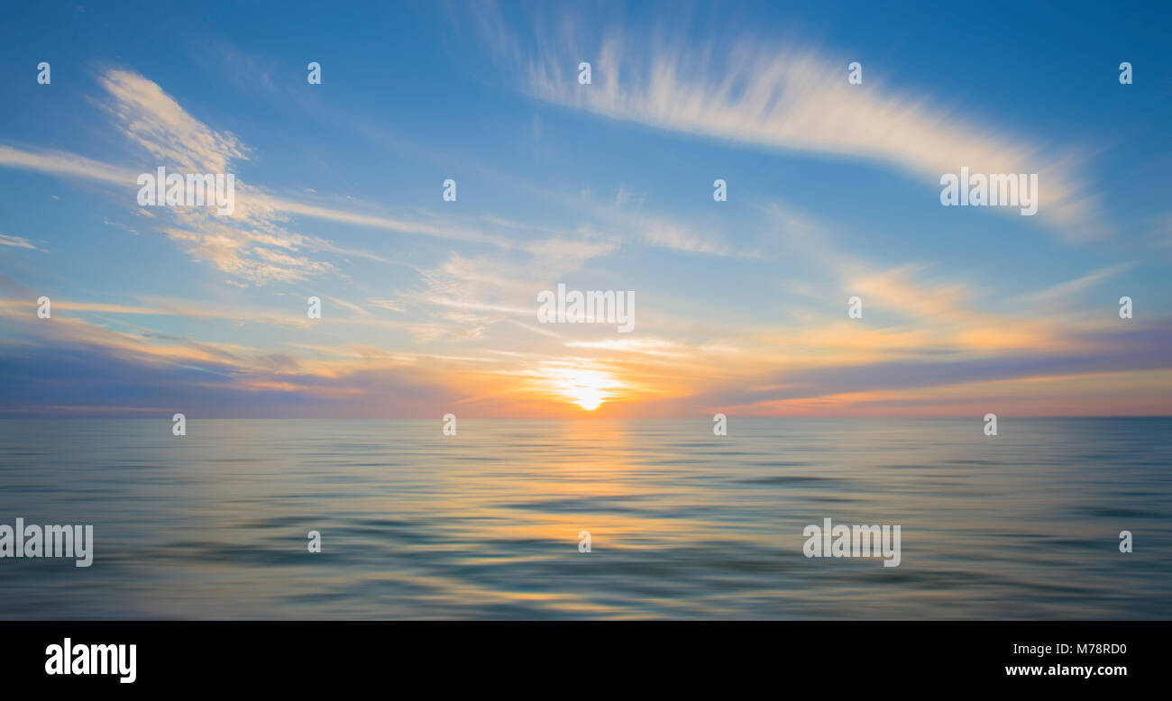 Beautiful Sunset Over the Ocean in Naples, Florida Stock Photo