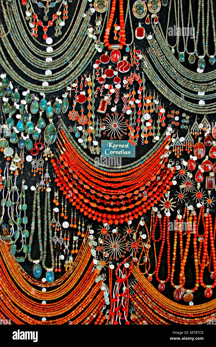 Carnelian jewellery display in Slovenia Stock Photo