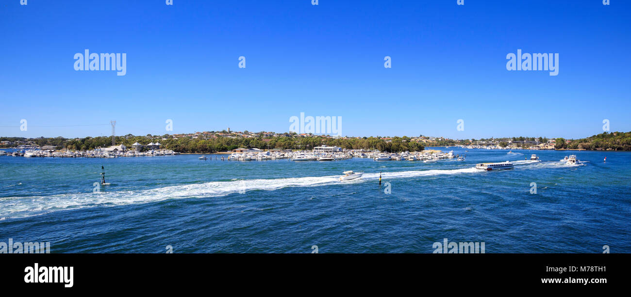 Swan Yacht Club, the Swan River and East Fremantle as viewed from Mosman Park. Stock Photo