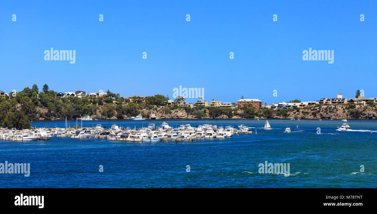 Swan Yacht Club, the Swan River and East Fremantle as viewed from Mosman Park. Perth, Western Australia Stock Photo