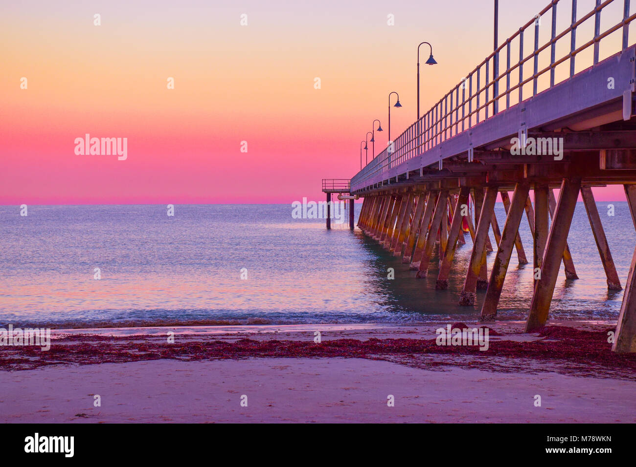 Pink Sunset over Glenelg Jetty, South Australia Stock Photo Alamy