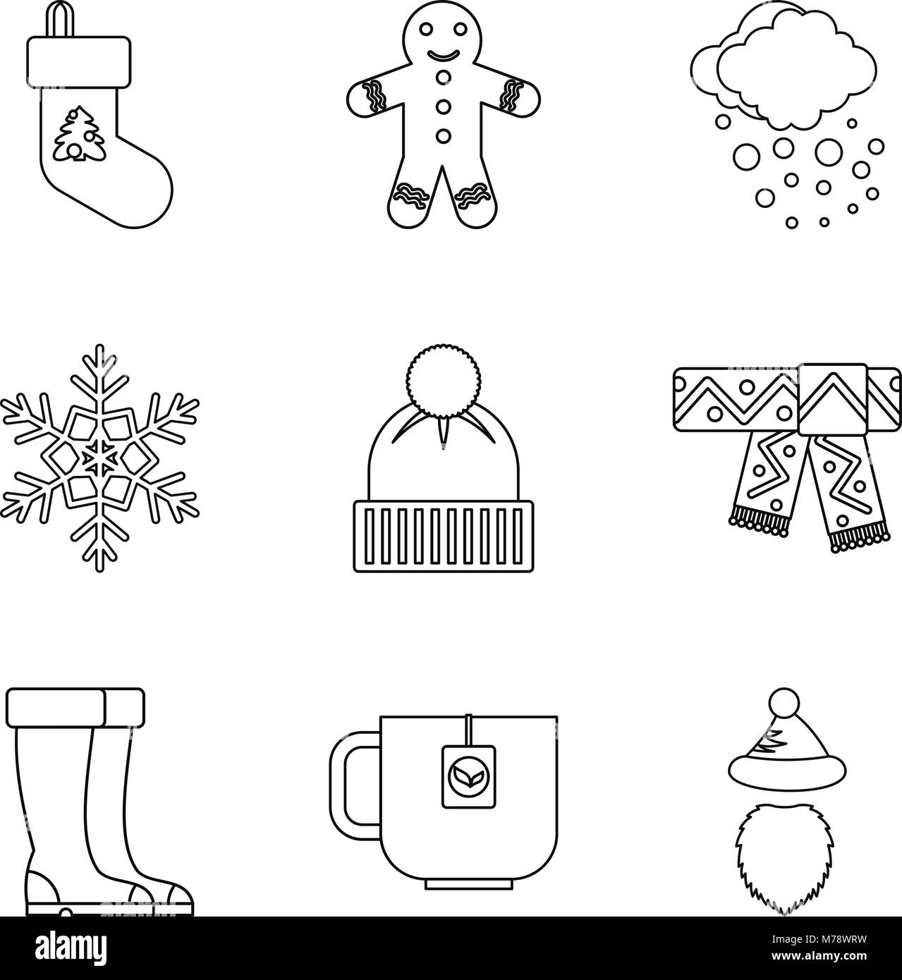 Winter season icons set, outline style Stock Vector Image & Art ...