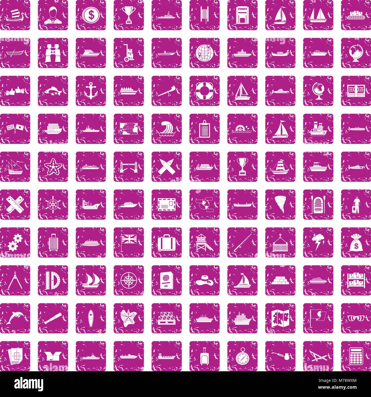 100 shipping icons set grunge pink Stock Vector Image & Art - Alamy