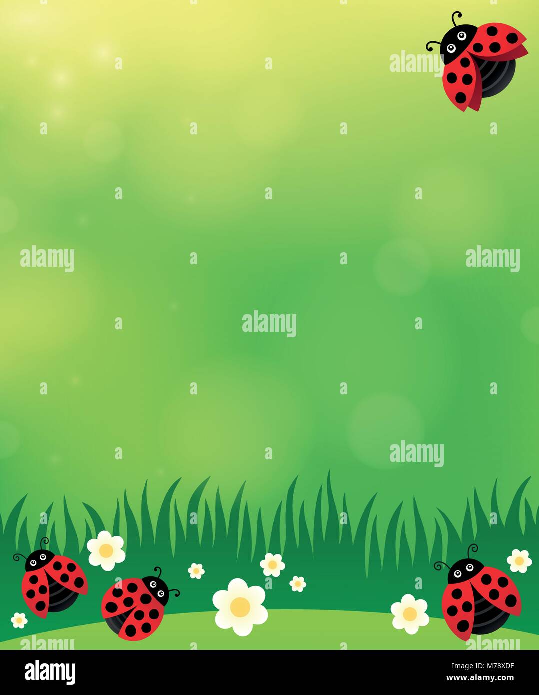 Spring background with ladybugs 2 - eps10 vector illustration. Stock Vector