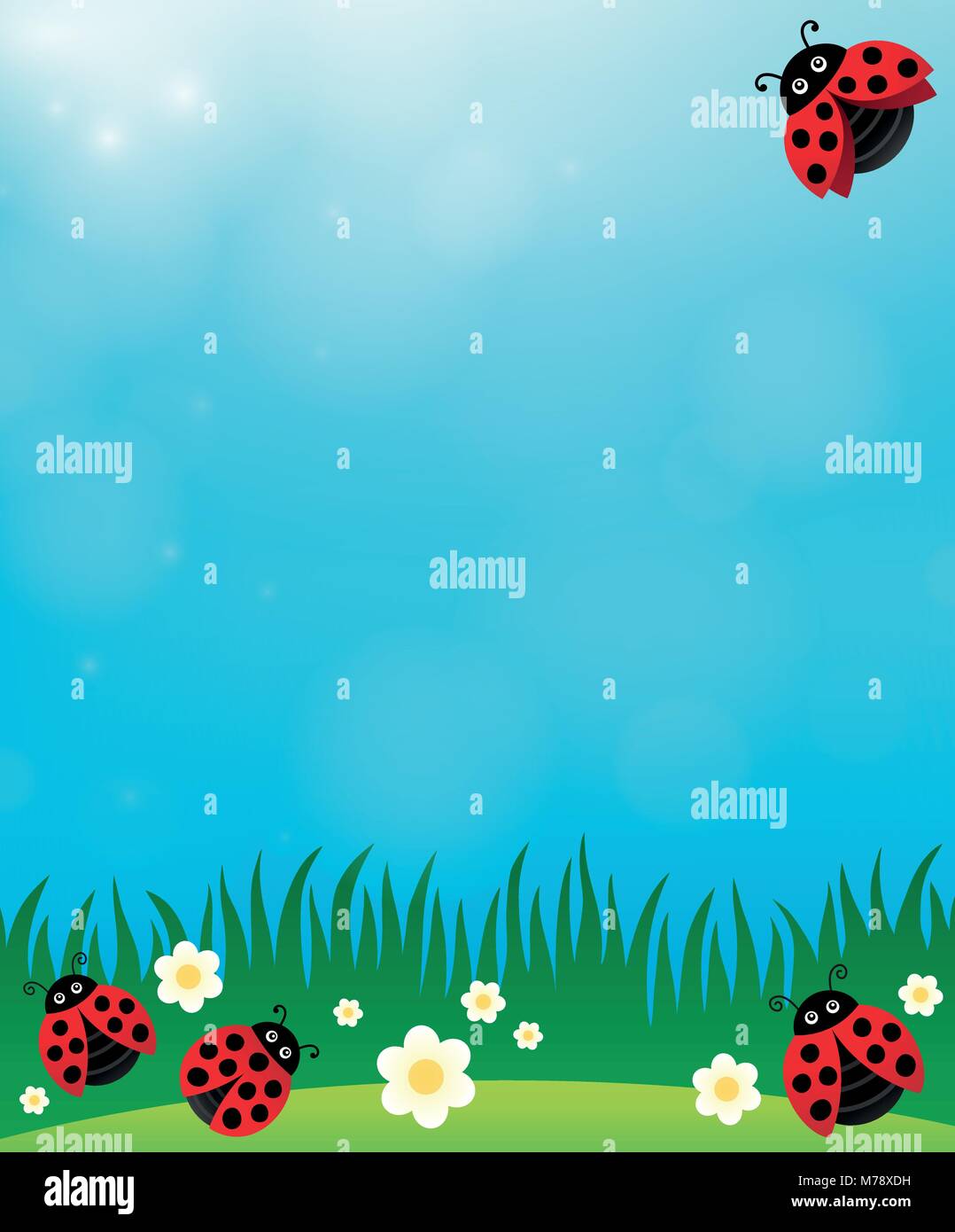 Spring background with ladybugs 3 - eps10 vector illustration. Stock Vector