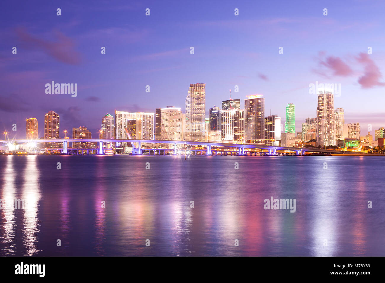 Downtown skyline of the city of Miami, Florida, USA Stock Photo