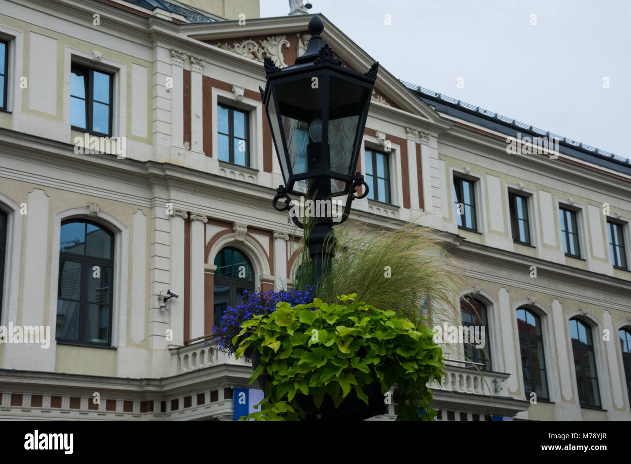 Street Lamp with Riga City Council on the background Stock Photo