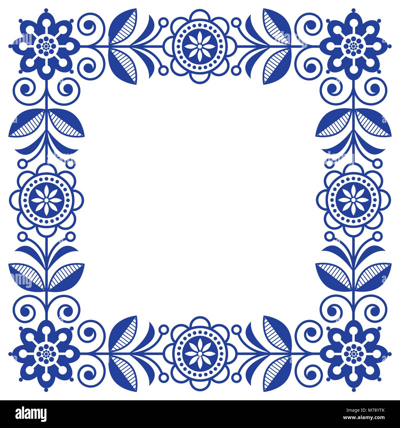 Dark Blue Flower Border