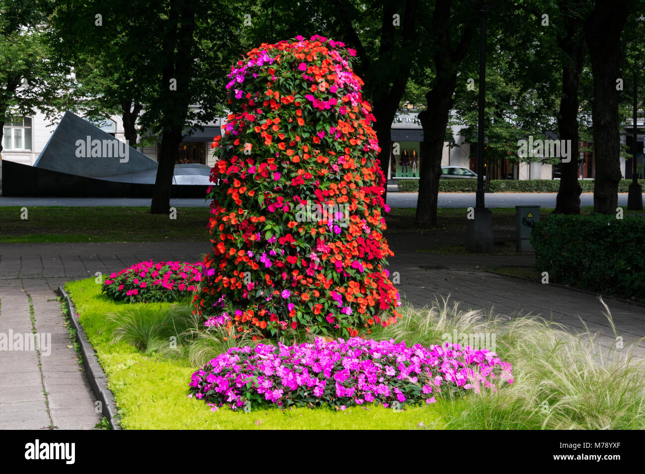 Flower trees at the Esplanade Park. Riga, Latvia Stock Photo
