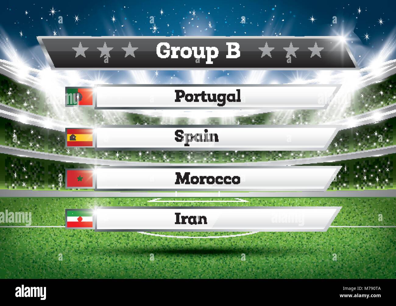 Football Championship Group B. Vector Illustration. Soccer World Tournament. Draw Result. Stock Vector