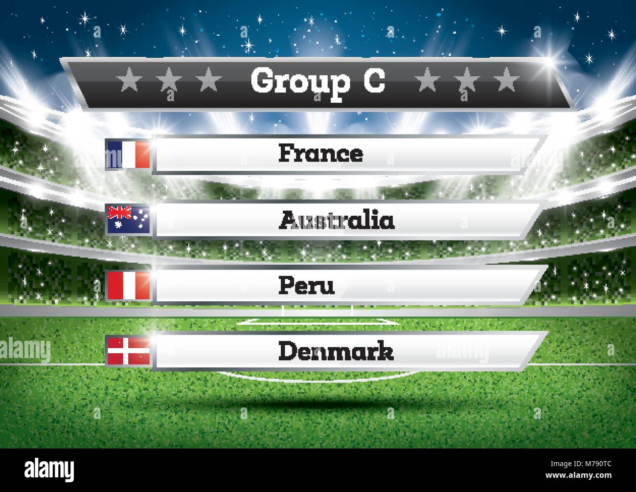 Football Championship Group C. Vector Illustration. Soccer World Tournament. Draw Result. Stock Vector