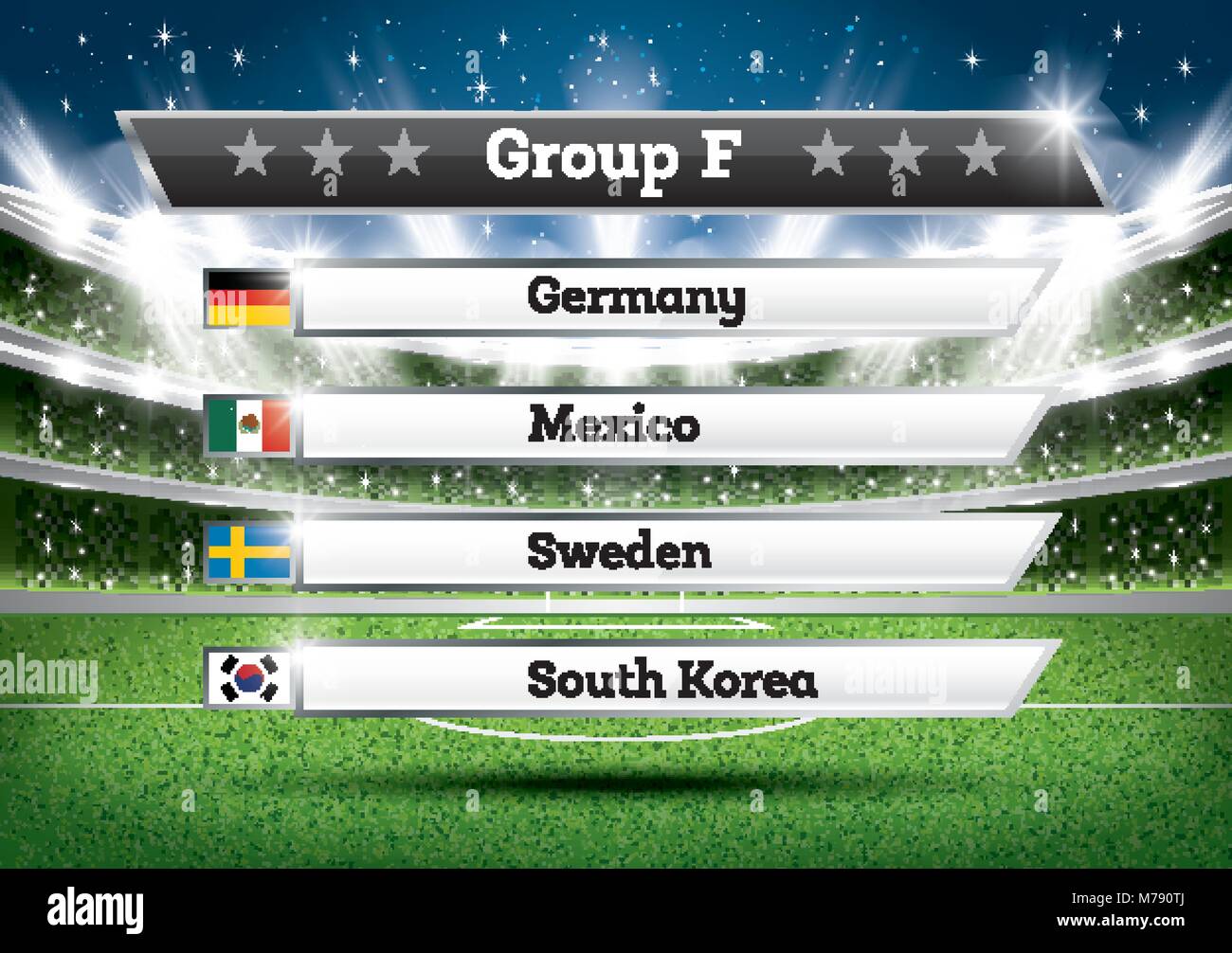 Football Championship Group F. Vector Illustration. Soccer World Tournament. Draw Result. Stock Vector