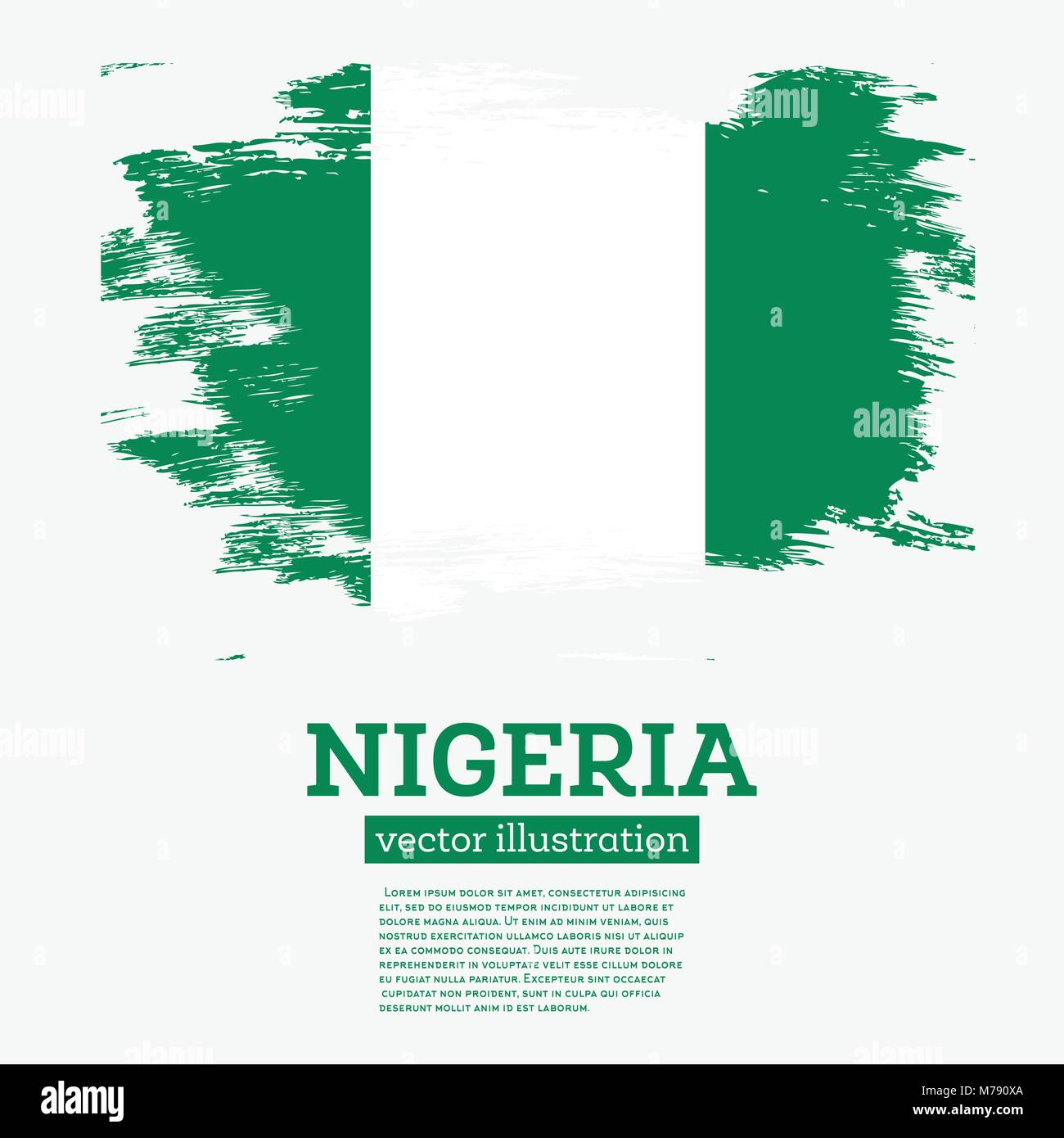 Nigeria Flag with Brush Strokes. Vector Illustration. Stock Vector