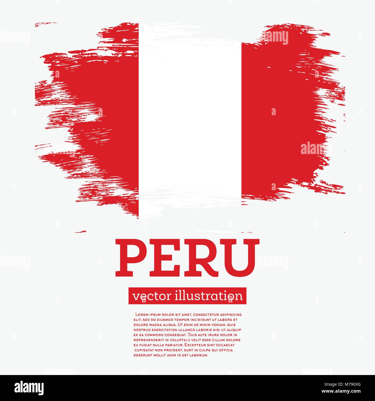 Peru Flag with Brush Strokes. Vector Illustration Stock Vector Image