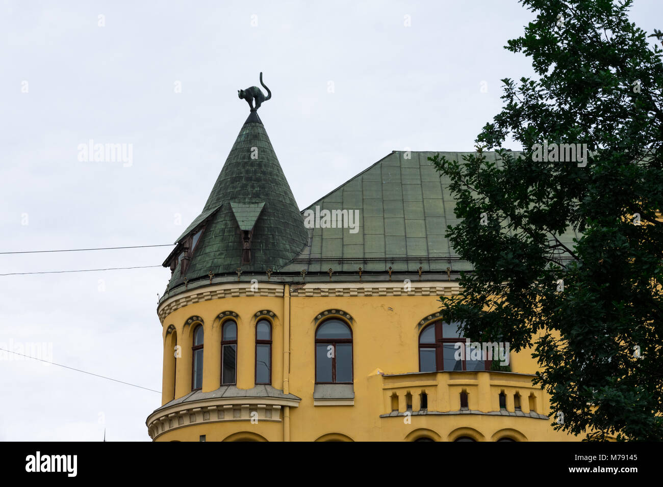 The Cat House (Kaku nams). Art Nouveau building. Riga, Latvia Stock Photo